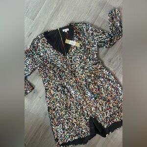Monif C. Vibrant Sequin Dress Romper